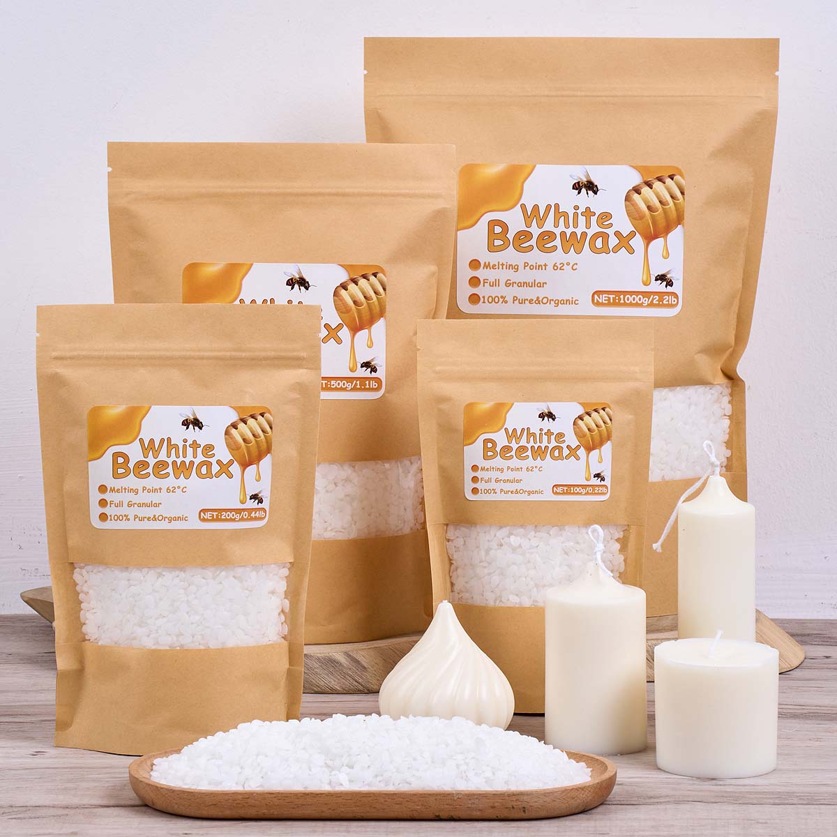 Candle Making Los Angeles - 1000g Cera d'api bianca Candela fai